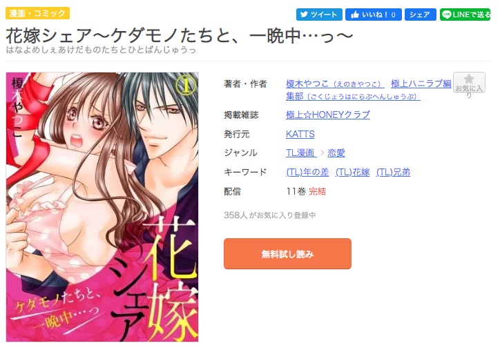 Tl漫画 花嫁シェアケダモノたちと一晩中を今すぐ無料で読む方法 全巻お得に読めるのは コソミー